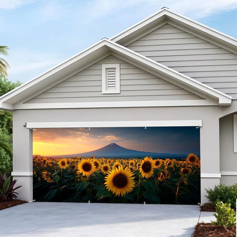 THISFIND Sunflower Field & Mountain Sunset Garage Door Banner – Scenic Outdoor Decoration for Home Exterior - Image 5